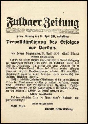 Ausgabe vom Mittwoch, den 19. April 1916.