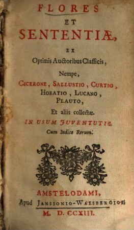 Flores et Sententiae