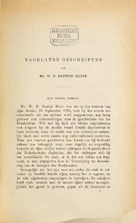Nagelaten geschriften van Mr. W[illem] P[ieter] Sautijn Kluit