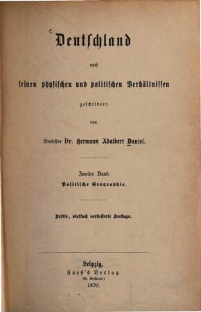 Deutschland nach seinen physischen und politischen Verhältnissen geschildert, 2. Politische Geographie