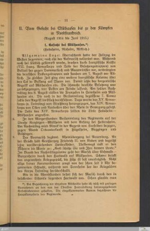 II. Vom Gefecht bei Mülhausen bis zu den Kämpfen in Nordfrankreich