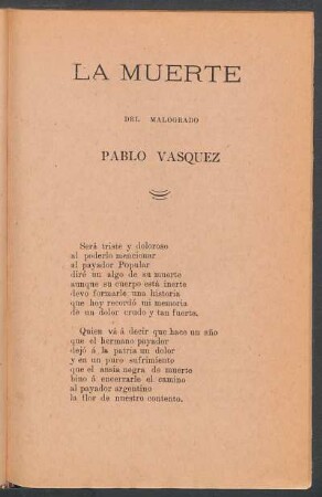 La muerte del malogrado Pablo Vásquez