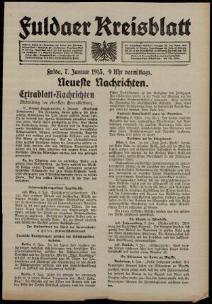 Erste Ausgabe vom Donnerstag, den 07. Januar 1915.