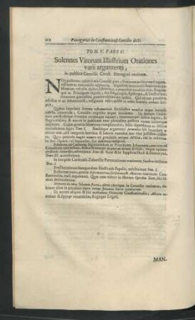 Pars V. Solennes Virorum Illustrium Orationes varii argumenti ...