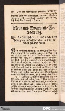 Neun und Zwanzigste Betrachtung.