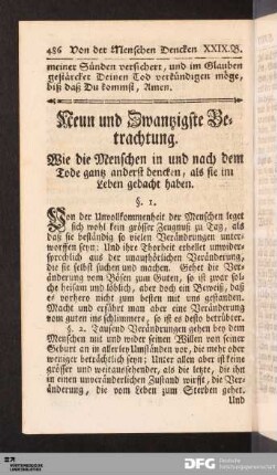 Neun und Zwanzigste Betrachtung.
