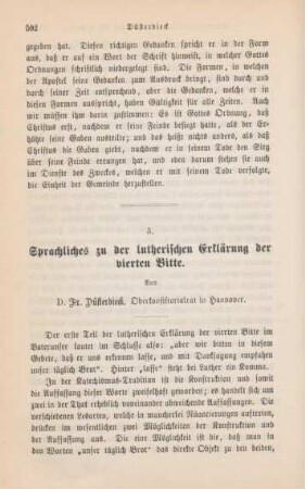 592-596 Sprachliches zu der lutherischen Erklärung der vierten Bitte