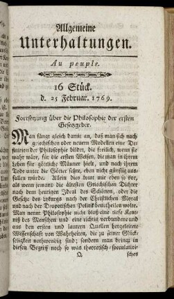 16 Stück. d. 25. Februar 1769.