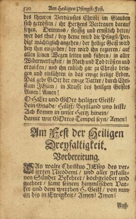Am Fest der Heiligen Dreyfaltigkeit.
