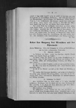 Ueber den Umgang des Menschen mit der Thierwelt.