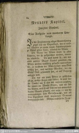 Neuntes Kapitel. Zweytes Beyspiel. Eine Aufgabe von minderm Umfange