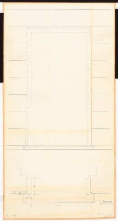 Reichsluftfahrtministerium, Berlin: Verbindungsbau: Türrahmung Ansicht, Grundriss 1:10