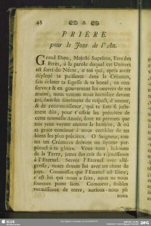 Prière pour le Jour de l' An