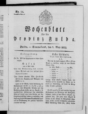 Nr. 18, Ausgabe vom 5. Mai 1832