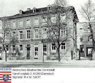 Darmstadt, Verlagshaus des Hessischen Volksfreunds, Neckarstraße 4 / Straßenansicht