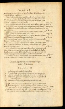 De animae potentiis, quatenus est vegetatrix, & sentiens. Praelud. II.