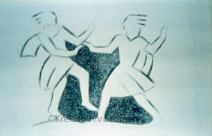 Emil-Nolde-Schule: Wandmalerei: Spielende Kinder: Tanzende Kinder (Richard Kuöhl)