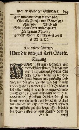 Die andere Predigt/ Uber die vorigen Text-Worte.