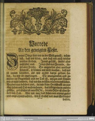 Vorrede An den geneigten Leser