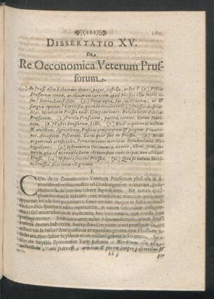 Dissertatio XV. De Re Oeconomica Veterum Prussorum.