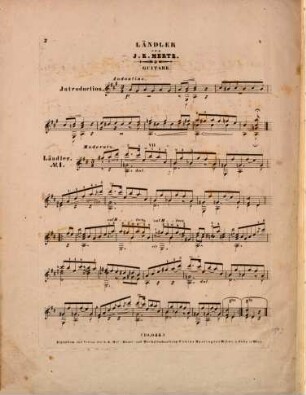 Erinnerung an Ischl : VI Ländler ; für die Guitarre ; 12tes Werk