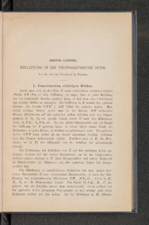 Erstes Capitel. Einleitung in die Photographische Optik.