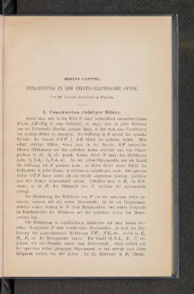Erstes Capitel. Einleitung in die Photographische Optik.