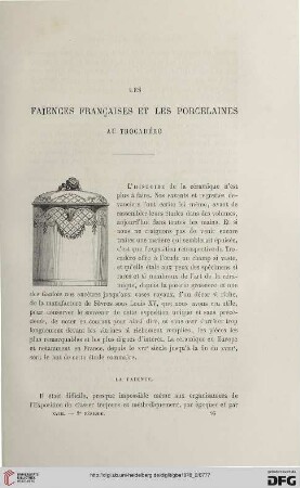 2. Pér. 18.1878: Les faïences françaises et les porcelaines au Trocadéro