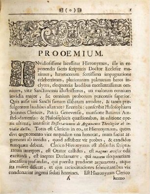 Apologia Divi Hieronymi Adversus Joannem Clericum, Qui Eidem Sancto Doctori contra Vigilantium aliosque disputanti Invidiosissime Affingit Argumentum Theologicum Ab Invidia Ductum : Argumentum Prolusionis Theologicae, Cum Positiones ex universa Theologia propugnarent