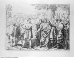 Pinelli, Bartolomeo, Istoria Romana. Incisa ad acqua forte da Bartolomeo Pinelli Romano. L'Anno 1818, e 1819. o.O.[Roma] u.J, "L. Quinzio Cincinnato..."; (Taf. 27 [30])