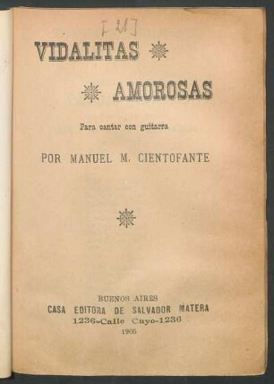 Vidalitas amorosas para cantar con guitarra
