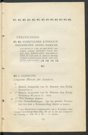 Verzeichnis sämmtlicher Königlich Preußischer Armee-Märsche