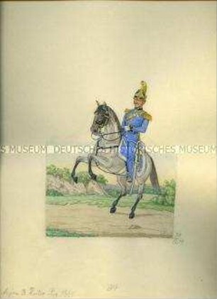 Uniformdarstellung, Major des 3. Reiter-Regiments zu Pferd, Sachsen, 1860.