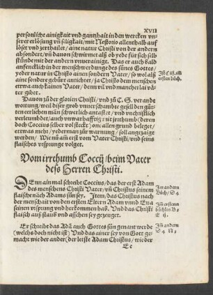 Vom irrthumb Coccii/ beim Vater dess Herren Christi.