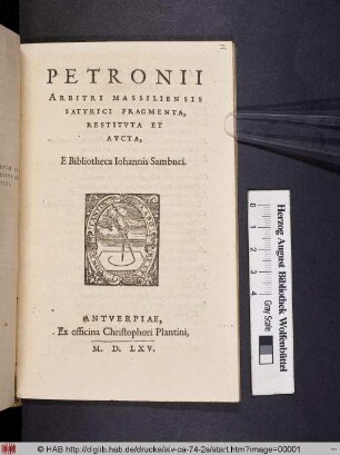 Petronii Arbitri Massiliensis Satyrici Fragmenta