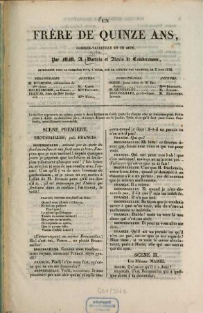 Un frère de quinze ans : comédie-vaudeville en un acte