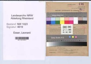 Entnazifizierung Leonard Esser , geb. 30.04.1907 (Bauhilfsarbeiter)