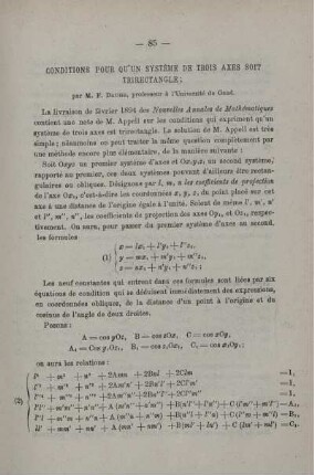CONDITIONS POUR QU´UN SYSTÈME DE TROIS AXES SOIT TRIRECTANGLE.