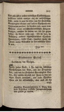 Siebenter Brief. Fortsetzung des Vorigen.