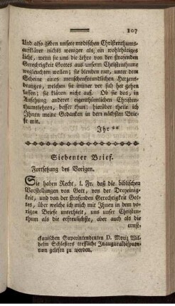 Siebenter Brief. Fortsetzung des Vorigen.