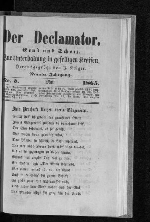 Itzig Pracher's Urtheil iber's Gängevertel.