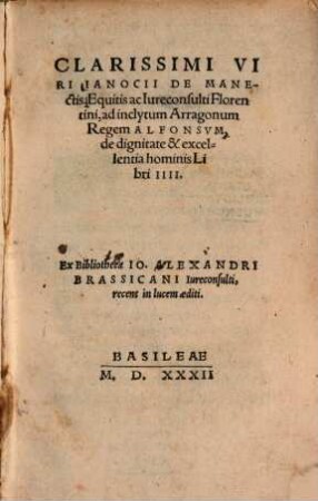De dignitate ... hominis libri IV