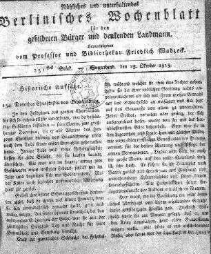 251stes Stueck, Sonnabend, den 23 Oktober 1813