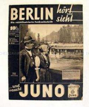 Illustrierte Programmzeitschrift für den Rundfunk "Berlin hört und sieht" u.a. mit einem Bildbericht zum "Nationalen Feiertag des deutschen Volkes"