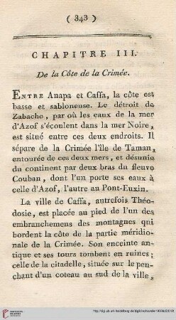 Chapitre III: De la Côte de la Crimée