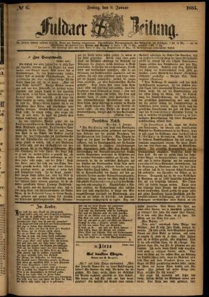 Ausgabe vom Freitag, den 09. Januar 1885.