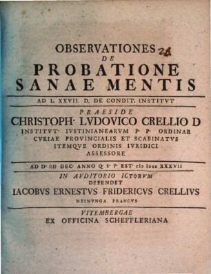 Observationes de probatione sanae mentis