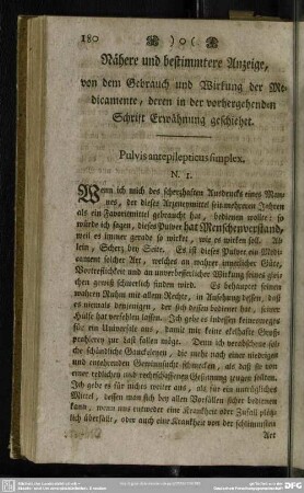 Nähere und bestimmtere Anzeige, von dem Gebrauch und Wirkung der Medicamente, deren in der vorhergehenden Schrift Erwähnung geschiehet