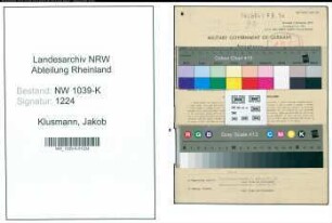 Entnazifizierung Jakob Klusmann , geb. 16.11.1911 (Feuerwehrmann)