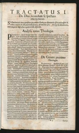 Tractatus I. De Deo secundum se spectato.